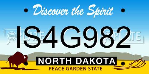IS4G982 North Dakota License Plate