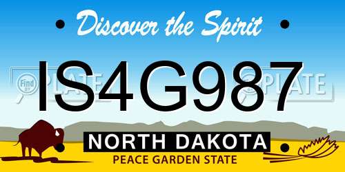 IS4G987 North Dakota License Plate
