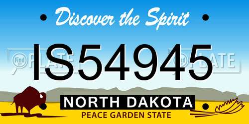 IS54945 North Dakota License Plate