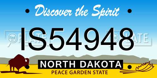 IS54948 North Dakota License Plate