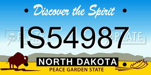 IS54987 North Dakota License Plate