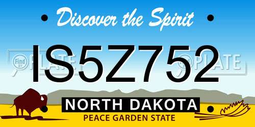 IS5Z752 North Dakota License Plate
