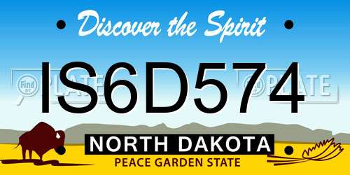 IS6D574 North Dakota License Plate