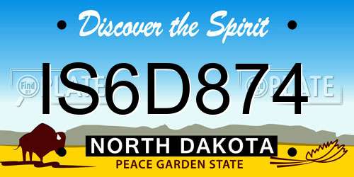 IS6D874 North Dakota License Plate