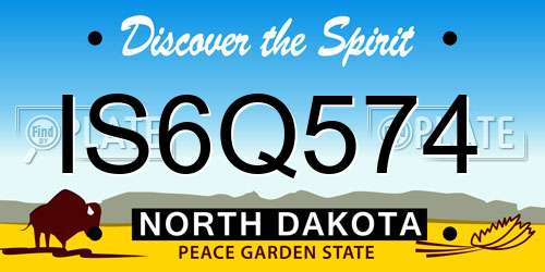 IS6Q574 North Dakota License Plate