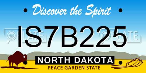 IS7B225 North Dakota License Plate