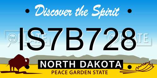 IS7B728 North Dakota License Plate