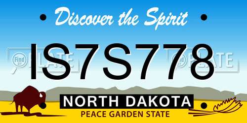 IS7S778 North Dakota License Plate