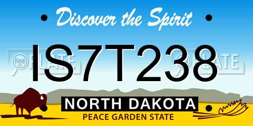 IS7T238 North Dakota License Plate