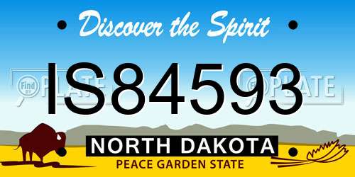 IS84593 North Dakota License Plate