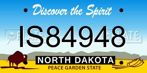 IS84948 North Dakota License Plate