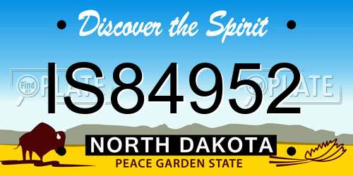 IS84952 North Dakota License Plate