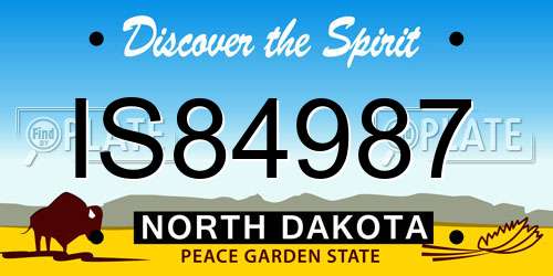 IS84987 North Dakota License Plate