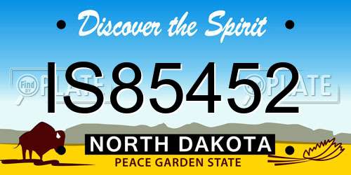 IS85452 North Dakota License Plate
