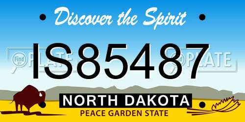IS85487 North Dakota License Plate