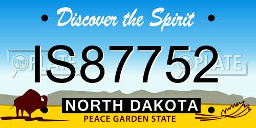 IS87752 North Dakota License Plate