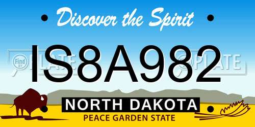 IS8A982 North Dakota License Plate