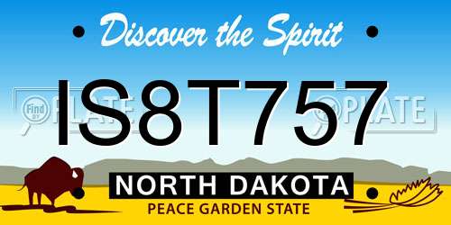 IS8T757 North Dakota License Plate