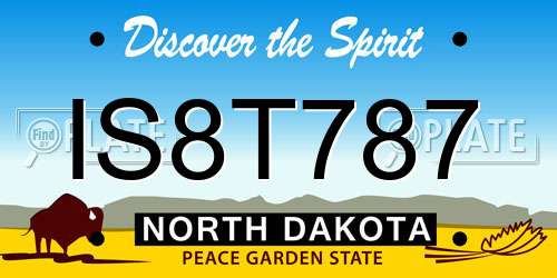 IS8T787 North Dakota License Plate