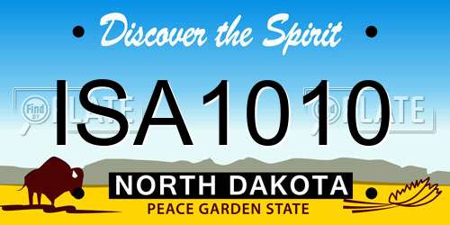 ISA1010 North Dakota License Plate