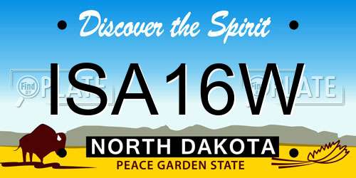 ISA16W North Dakota License Plate