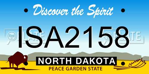 ISA2158 North Dakota License Plate
