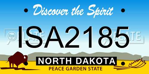 ISA2185 North Dakota License Plate