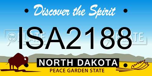 ISA2188 North Dakota License Plate