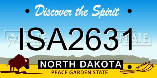 ISA2631 North Dakota License Plate