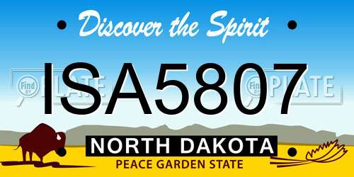 ISA5807 North Dakota License Plate