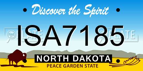 ISA7185 North Dakota License Plate