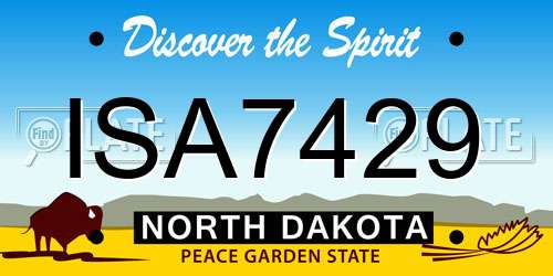 ISA7429 North Dakota License Plate