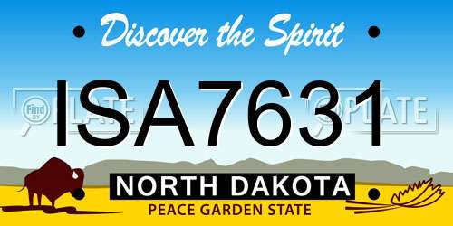 ISA7631 North Dakota License Plate