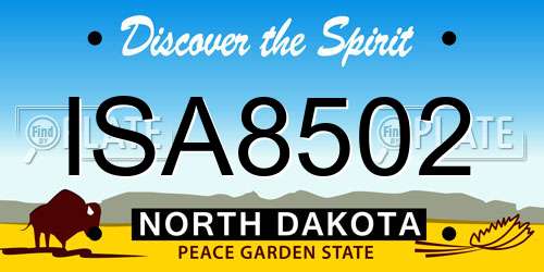 ISA8502 North Dakota License Plate