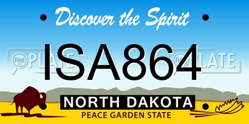 ISA864 North Dakota License Plate
