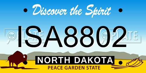 ISA8802 North Dakota License Plate