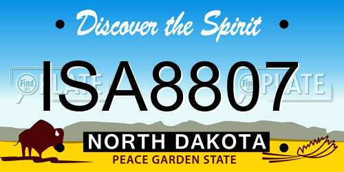 ISA8807 North Dakota License Plate