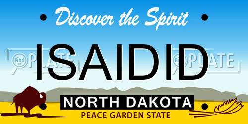 ISAIDID North Dakota License Plate