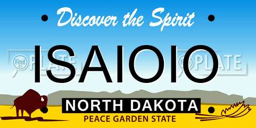 ISAIOIO North Dakota License Plate