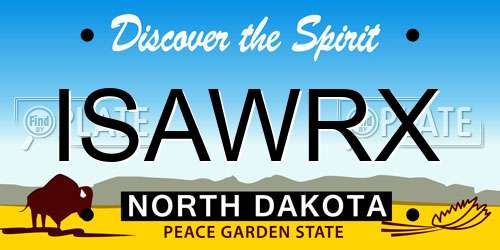ISAWRX North Dakota License Plate