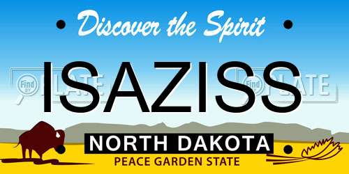 ISAZISS North Dakota License Plate