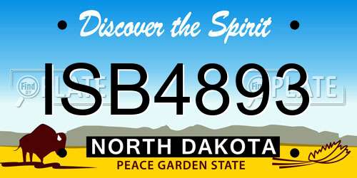 ISB4893 North Dakota License Plate