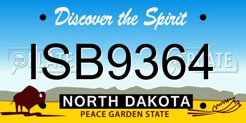 ISB9364 North Dakota License Plate