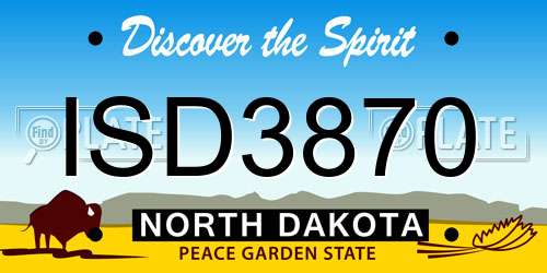 ISD3870 North Dakota License Plate