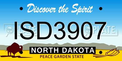 ISD3907 North Dakota License Plate