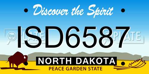 ISD6587 North Dakota License Plate