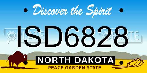 ISD6828 North Dakota License Plate