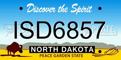 ISD6857 North Dakota License Plate