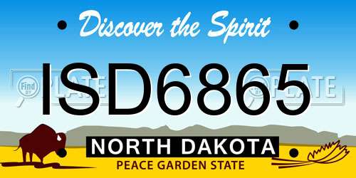 ISD6865 North Dakota License Plate