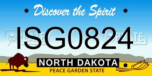 ISG0824 North Dakota License Plate
